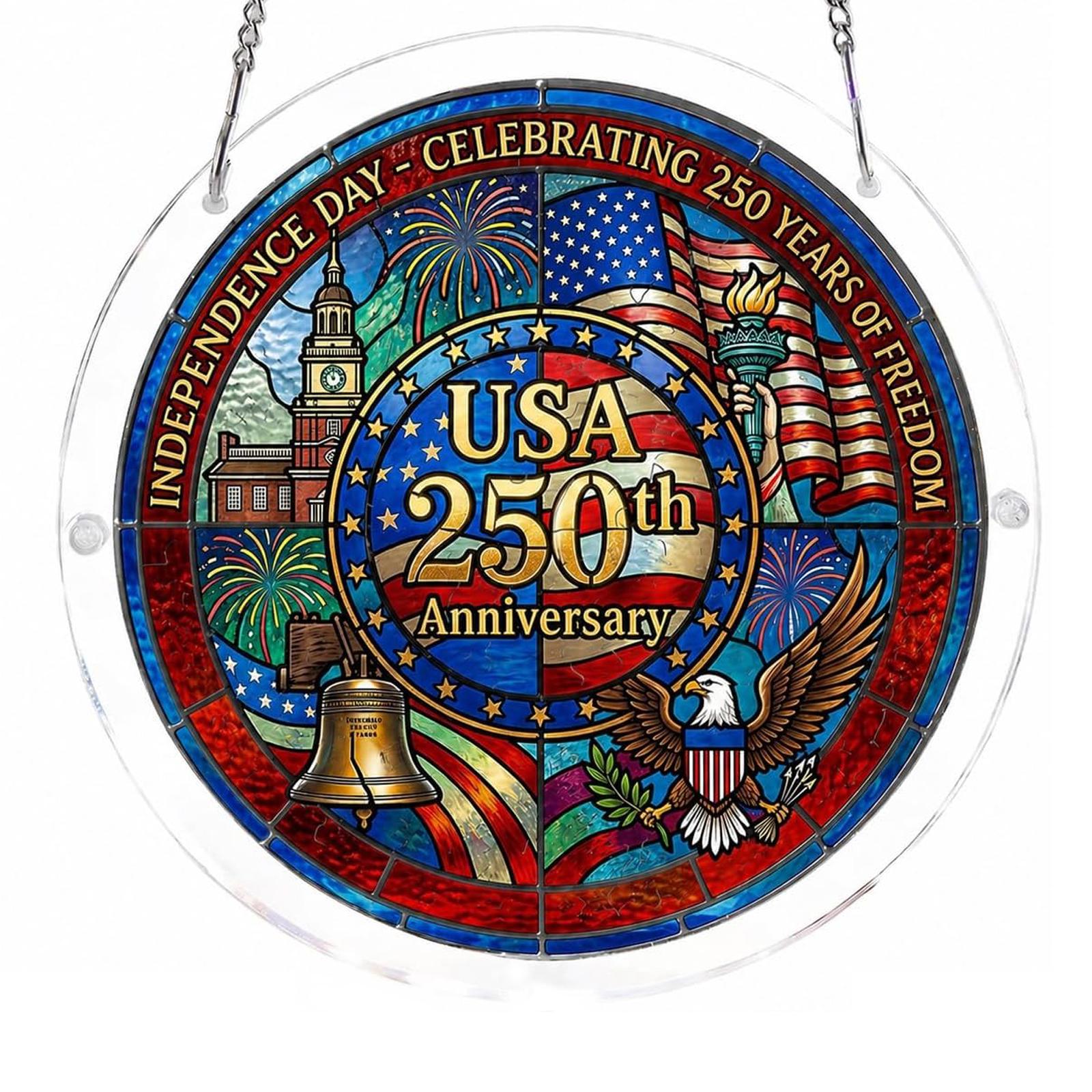 Acrylic 250th Anniversary Jigsaw Puzzle Sun Catcher with Chain Translucent Decorative Plaque Sign Hanging Round Sun Catcher красный
