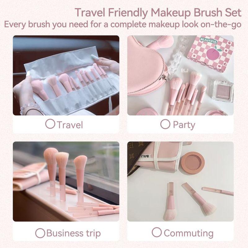BLJ - Mini Make Up Brush Pouch Set - Pink