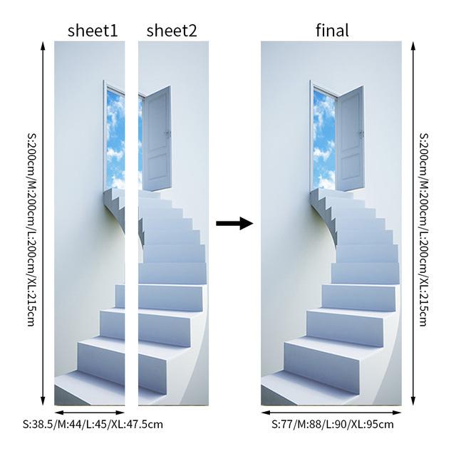 3D Geometric Door Stickers Mural Art Decor Peel and Stick for Bedroom Bathroom Yard Dinosaur Scenery Wallpaper Poster Removable