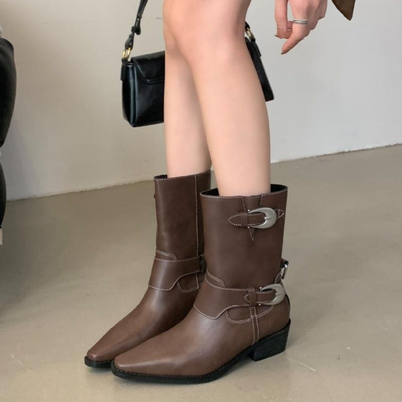 Fashion Winter Cool Girl Short Boots 2025 New Designer Western Cowboy Mid Heels Women Boots Retro Casual Versatile Punk Women Boots