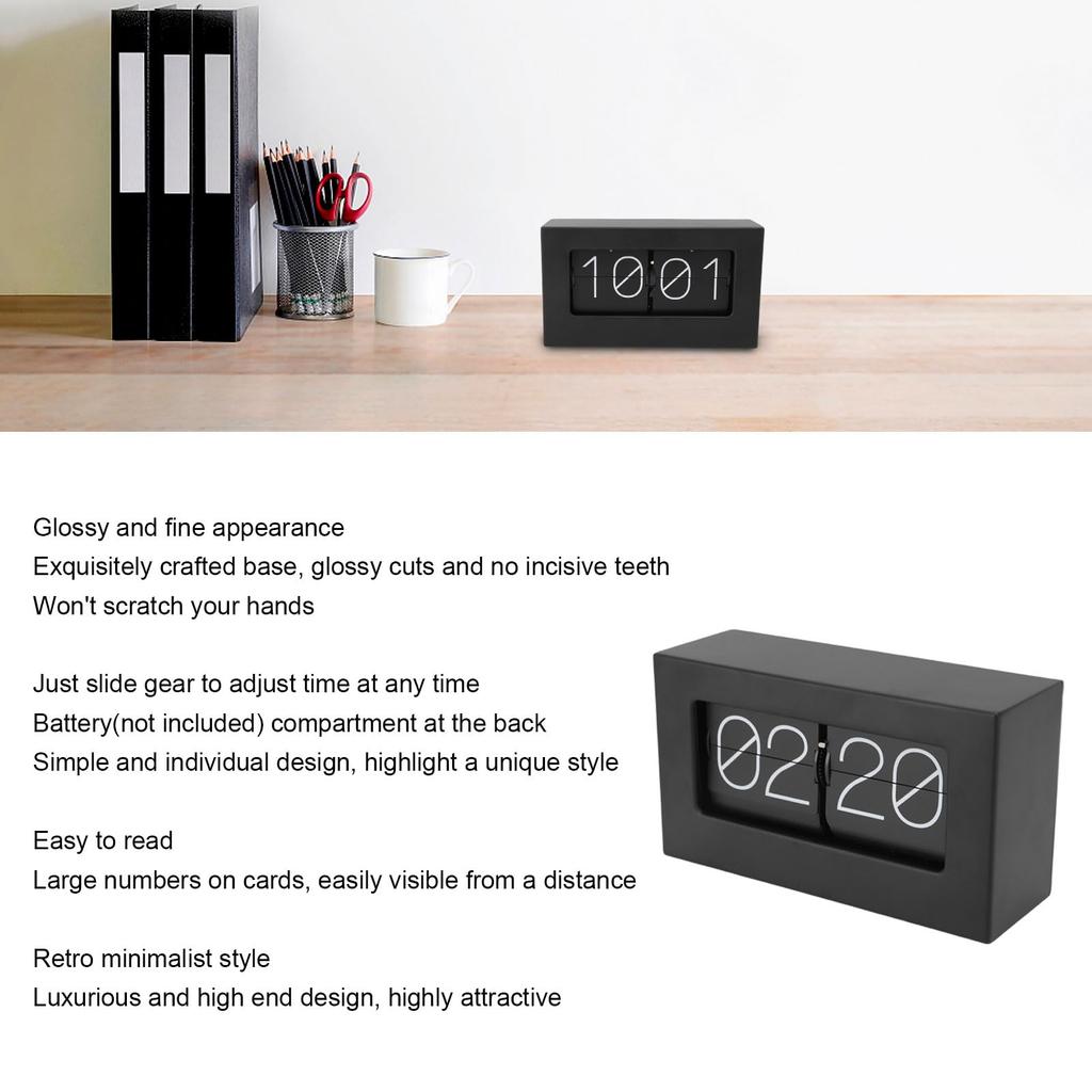Asixxsix Flip Desk Clock, Retro Style Flip Clock, Automatic Rotating Vintage Flip, Classic Mechanical Battery Powered Digital Display, Desktop & Wall