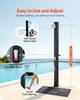 35L Solar Heated Shower, 195cm Showerhead Height Outdoor Shower, with Floor Kit & Foot Faucet, Hot & Cold Water Adjustment, Freestanding for Backyard