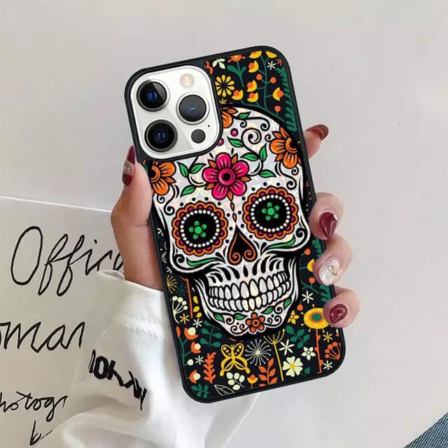 Retro Pattern Flower Skull Coque Shell For iPhone 17 Air 15 16e 14 13 12 Pro Max 11 Pro Max Plus Phone Case Cover