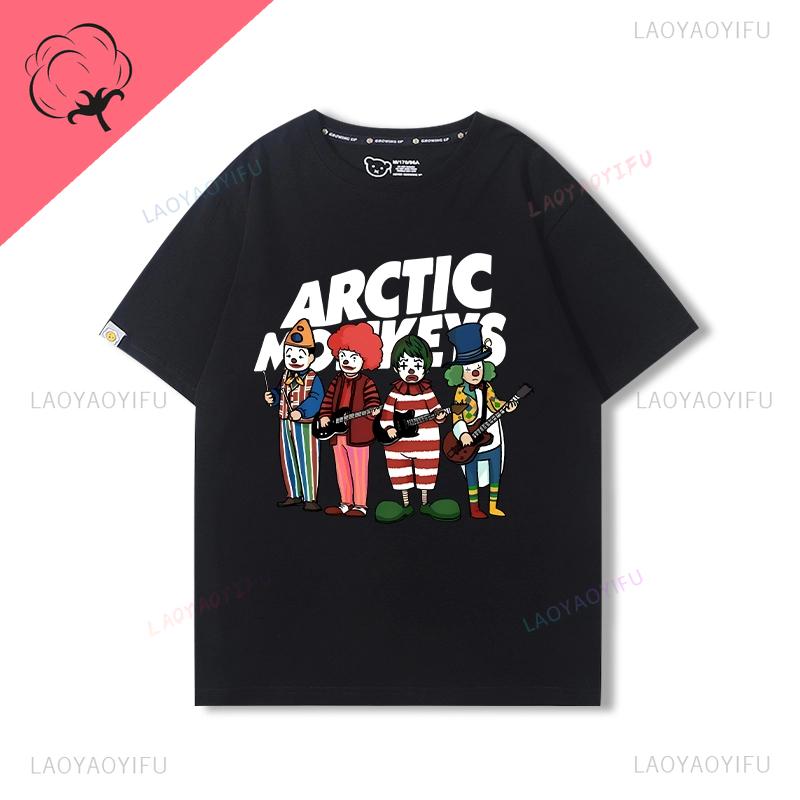 Arctic Monkeys T-Shirt Doppelseitiger Druck Shirt Rundhalsausschnitt Lässig Streetwear Allmatch Alternative Rock Goth Y2k Kleidung
