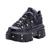 Women Gothic Platform Ankle Boots Metal Rivet Lace Up Chunky Sole Punk Motorcycle Short Boots