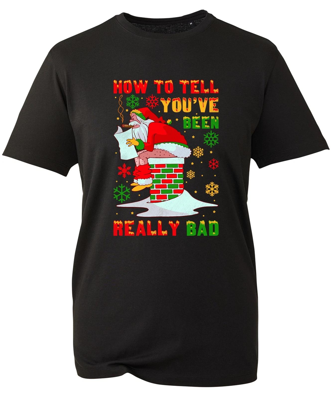 How To Tell You ve Been Really Bad Christmas T Shirt Funny Pooping Chimney santa XL