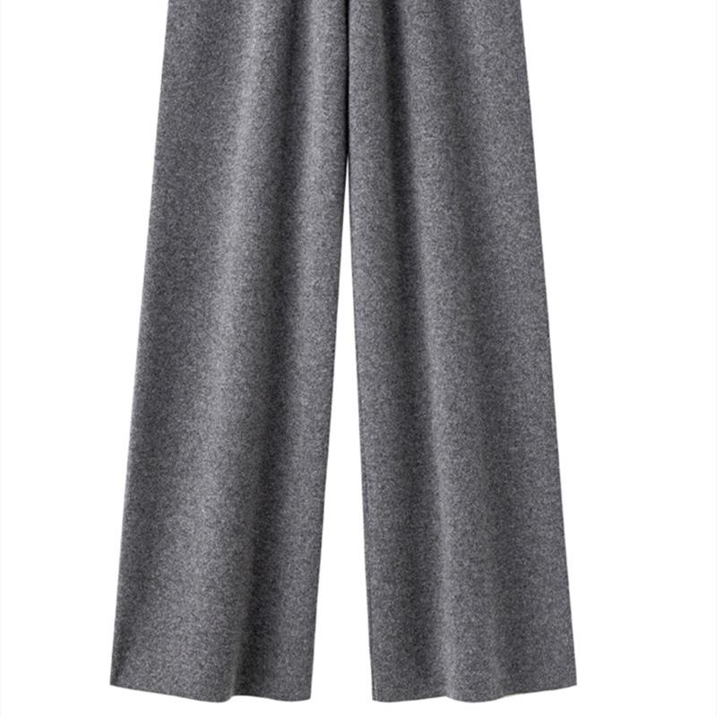 

Women s Wide-Leg Cashmere Knit Pants - Petite, White, Straight-Leg, Autumn/Winter Style, Tall-Enhancing Draped Fit Extra Large