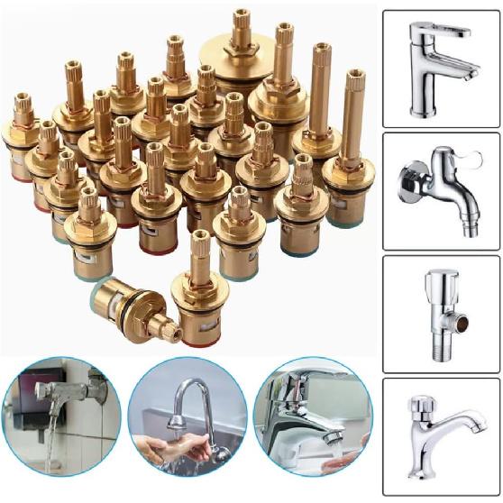 Faucet Ceramic Cartridge Valve, G1/2" Brass Tap Ceramic Disc Cartridges Replacement for Hot Cold Water (Type F2- H49mm)