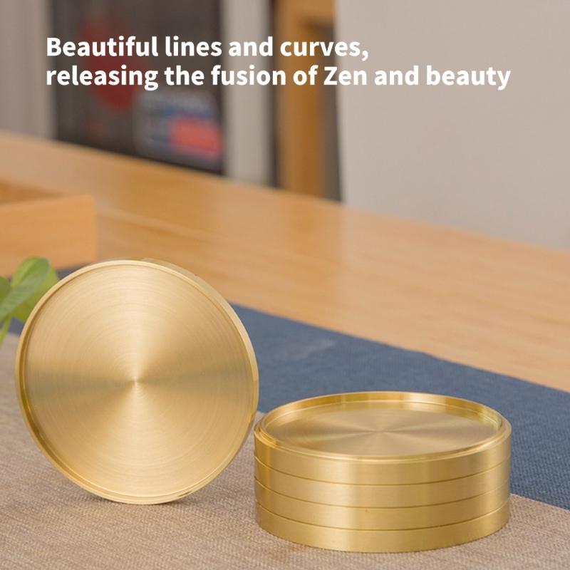 5Pcs Brass Coaster Metal Dining Disc Heat Insulation Mat Round Display Plate Teas Coffee Cup Tray Home Keys Storage Tray