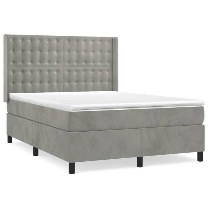 Maison Exclusive - Sommier à lattes de lit et matelas Gris clair 140x190cm Velours