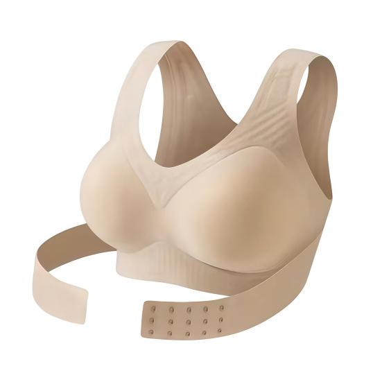 Women Posture Bras Front Bra with Ergonomic Closure Seamless Wireless Back Support Soft S бежевый