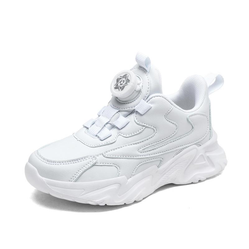 

Kids White Breathable Mesh Shoes, Spring/Summer 2023, Boys and Girls Sport Style with Rotary Button Closure. Size 33