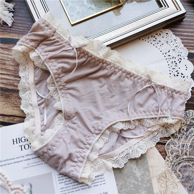 

Милое нижнее белье, многослойное нижнее белье из ледяного шелка с кружевными краями, кокетливая сексуальная сумка, удобные трусы с низкой посадкой, женские трусики One Size