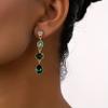 Gradient Green Rhinestone Dangle Earring, Light Luxury Retro Elegant Zinc Rhinestone Drop Earrings, Women's Earring Jewelry