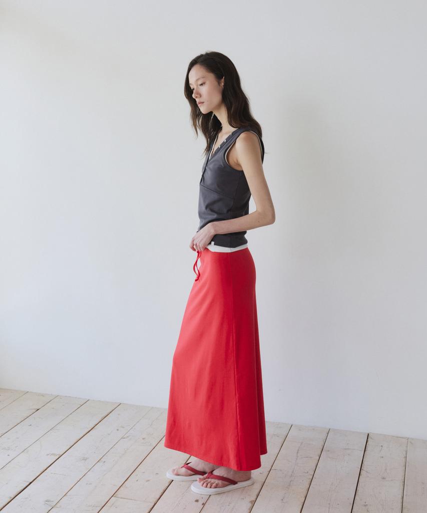 Ieoning Essential Rib Maxi Skirt, Red
