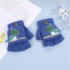 Children's flip gloves cute cartoon dinosaur boy baby children kindergarten winter warm half finger wool