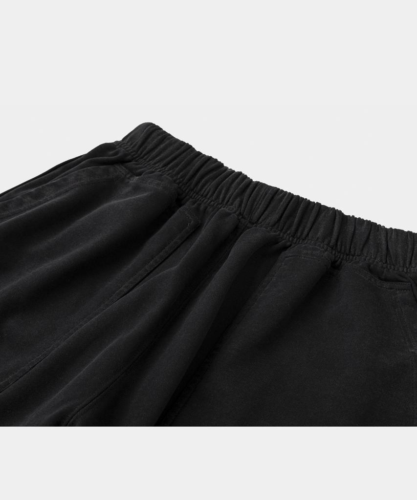 LETTERCOMO Heavy Cotton Garment Piping Wide Sweatpants Black