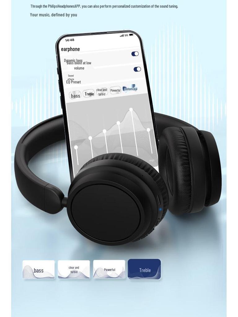 Philips TAH5209 Foldable Over-Ear Bluetooth Headphones for Mobile and Computer