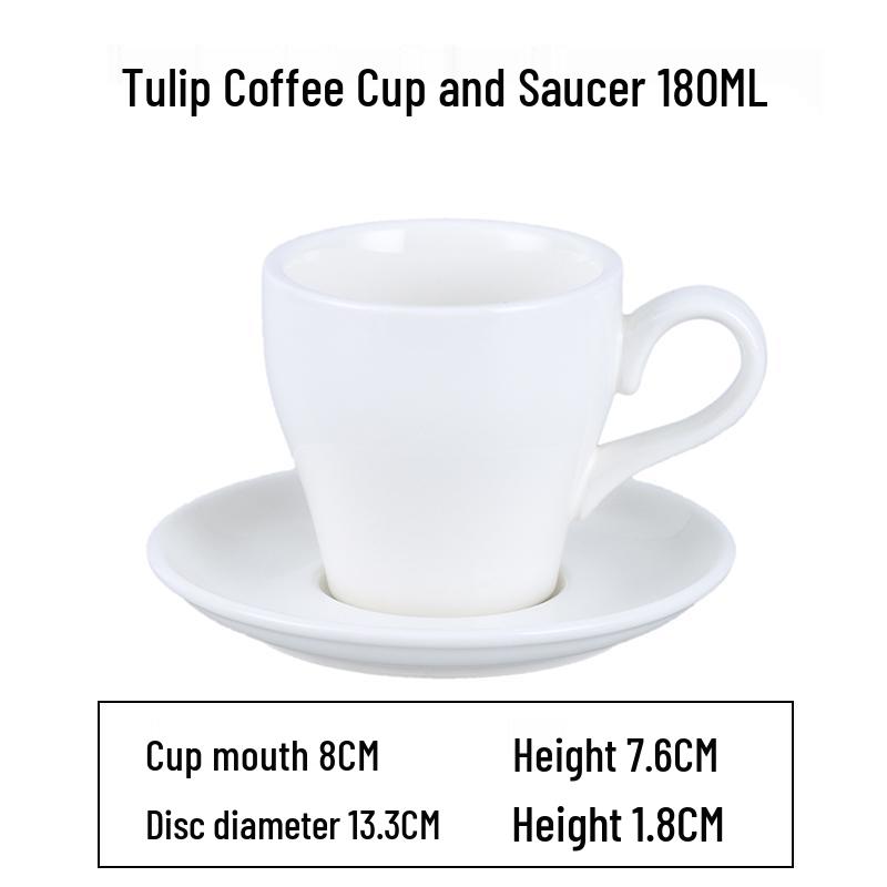 European Latte Art Cappuccino Cup & Saucer Set - White Ceramic Tea/Coffee Cup for Hotel Guest Room