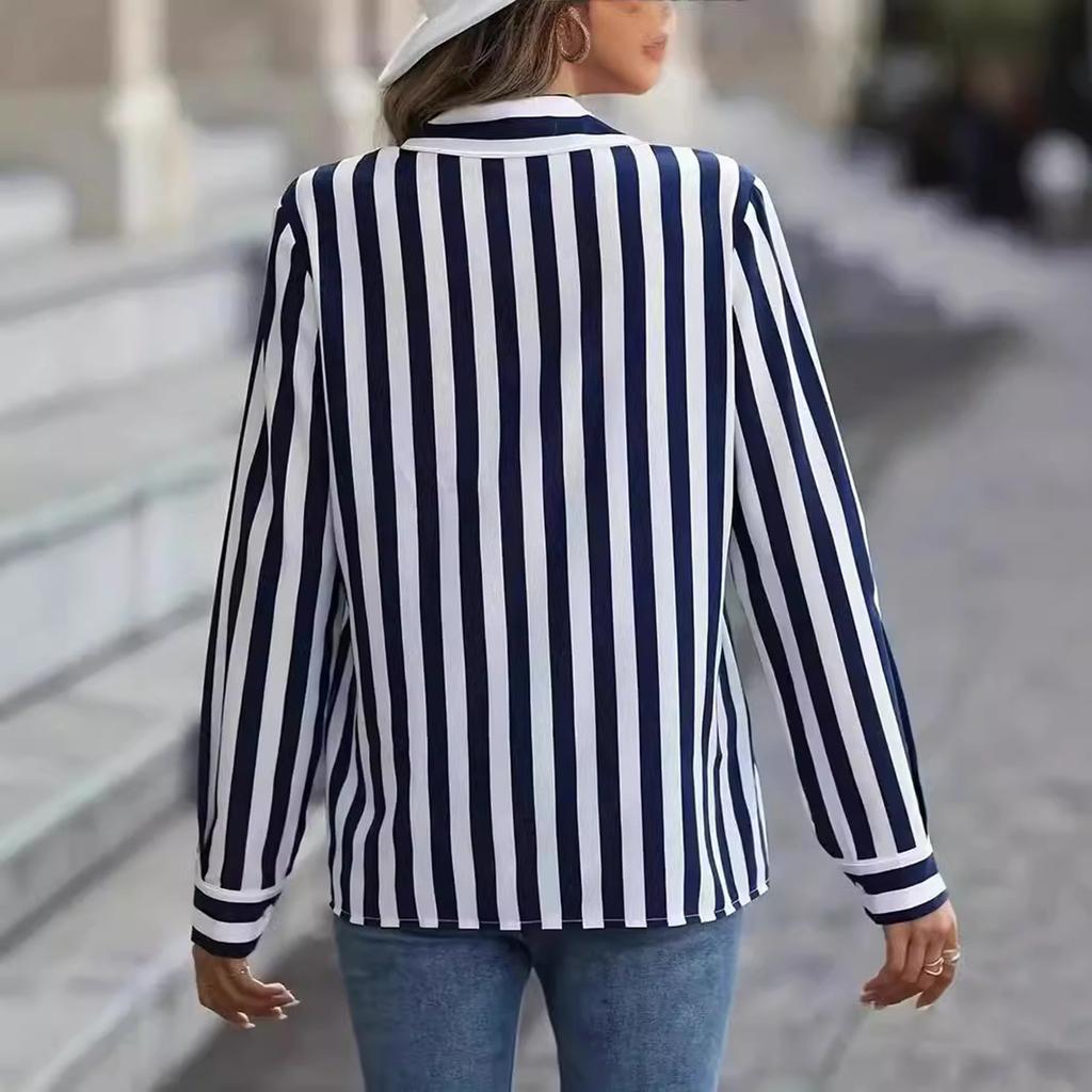 Women's fashionable shirt casual V-neck long-sleeved top