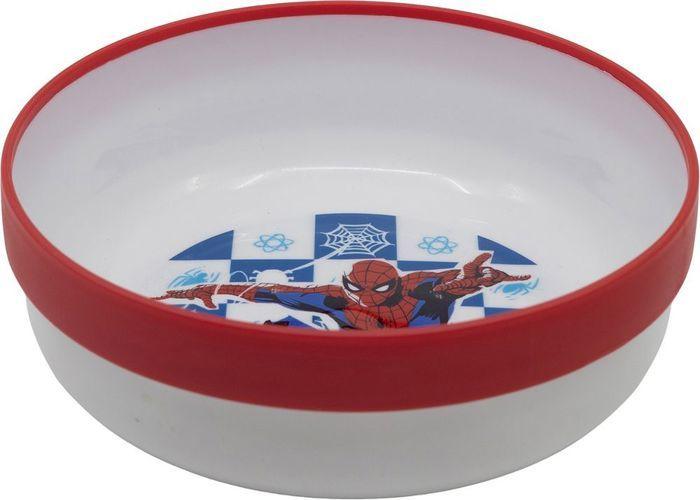 Plat Cuisines Tataway Bol en Plastique Rouge et Blanc Disney Spiderman pour Enfants avec Base Antidérapante