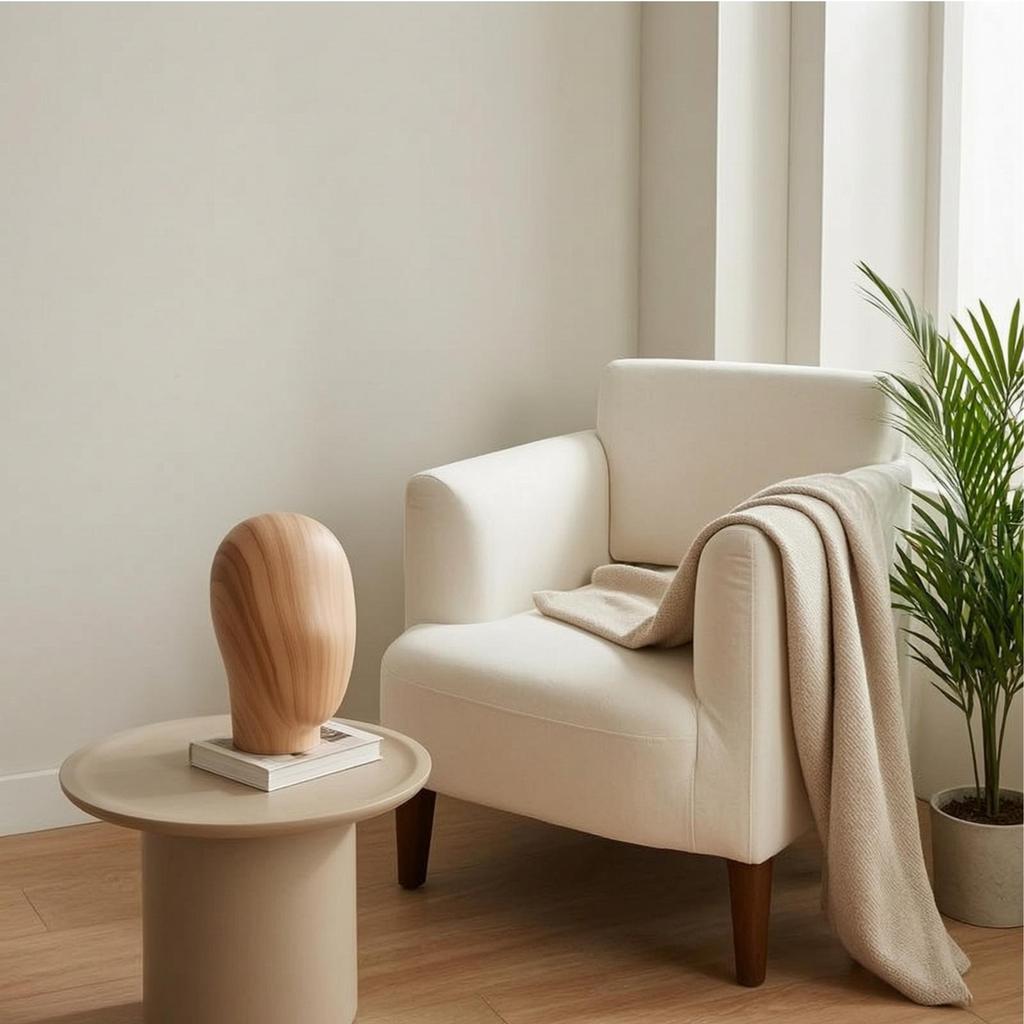 Testa di Manichino con Base Stand Finitura Legno Leggera per Rivenditori