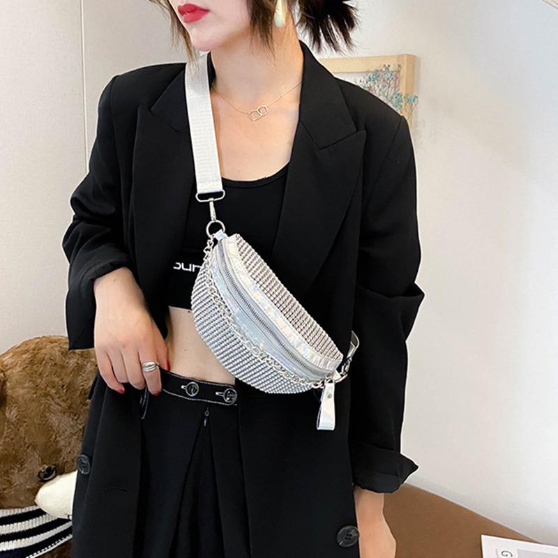 Yogodlns Lässige Strass-Hüfttasche Glänzende Kristall-Bauchtaschen Umhängetaschen Abend