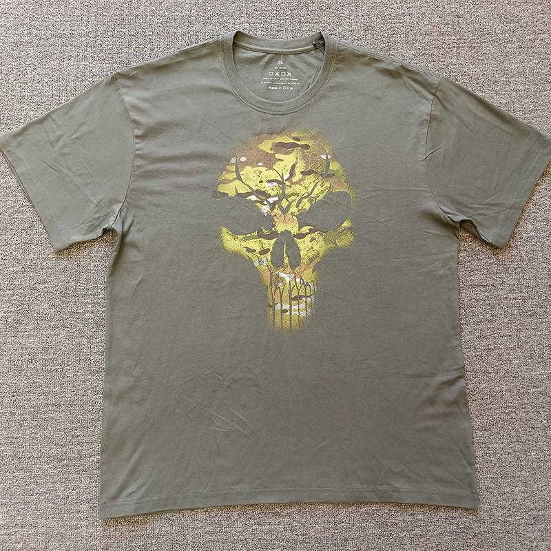 Forbearance Skeleton Rock Print Short-sleeved Men's Clothes Pure Cotton T-shirt