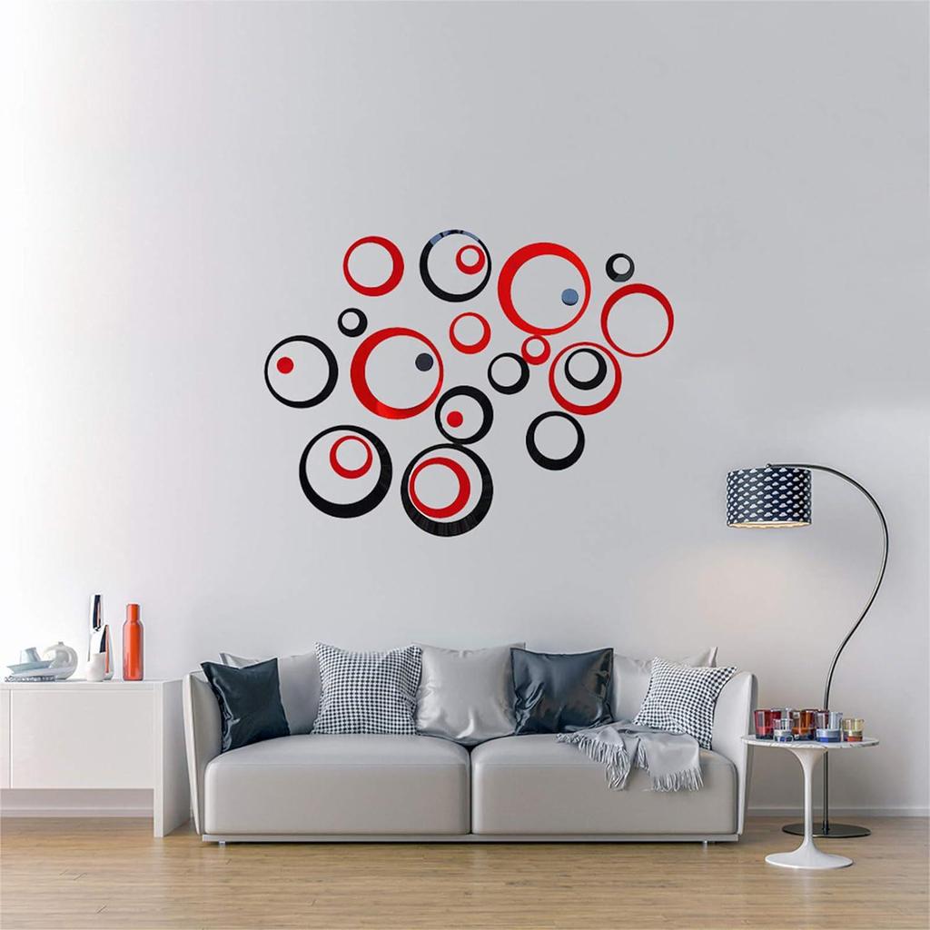 Set of 24 Round Acrylic Mirror Wall Stickers for Living Room or Bedroom Decoration