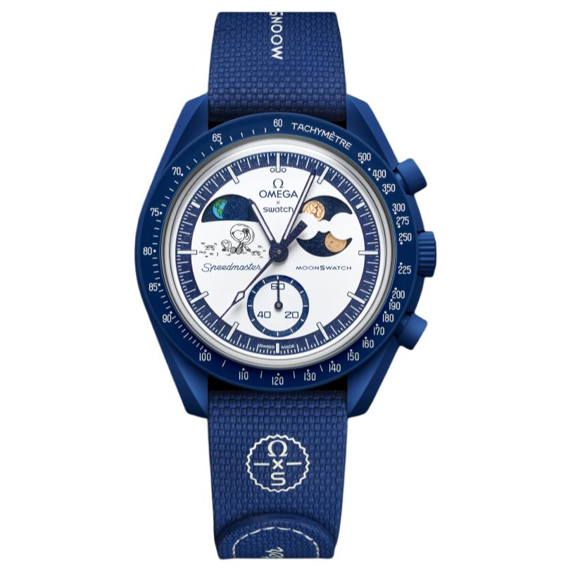 SWATCH Omega Snoopy Collaboration MOONSWATCH Quartz Movement Men's Watches Watch 42mm White Dial SO33N703L