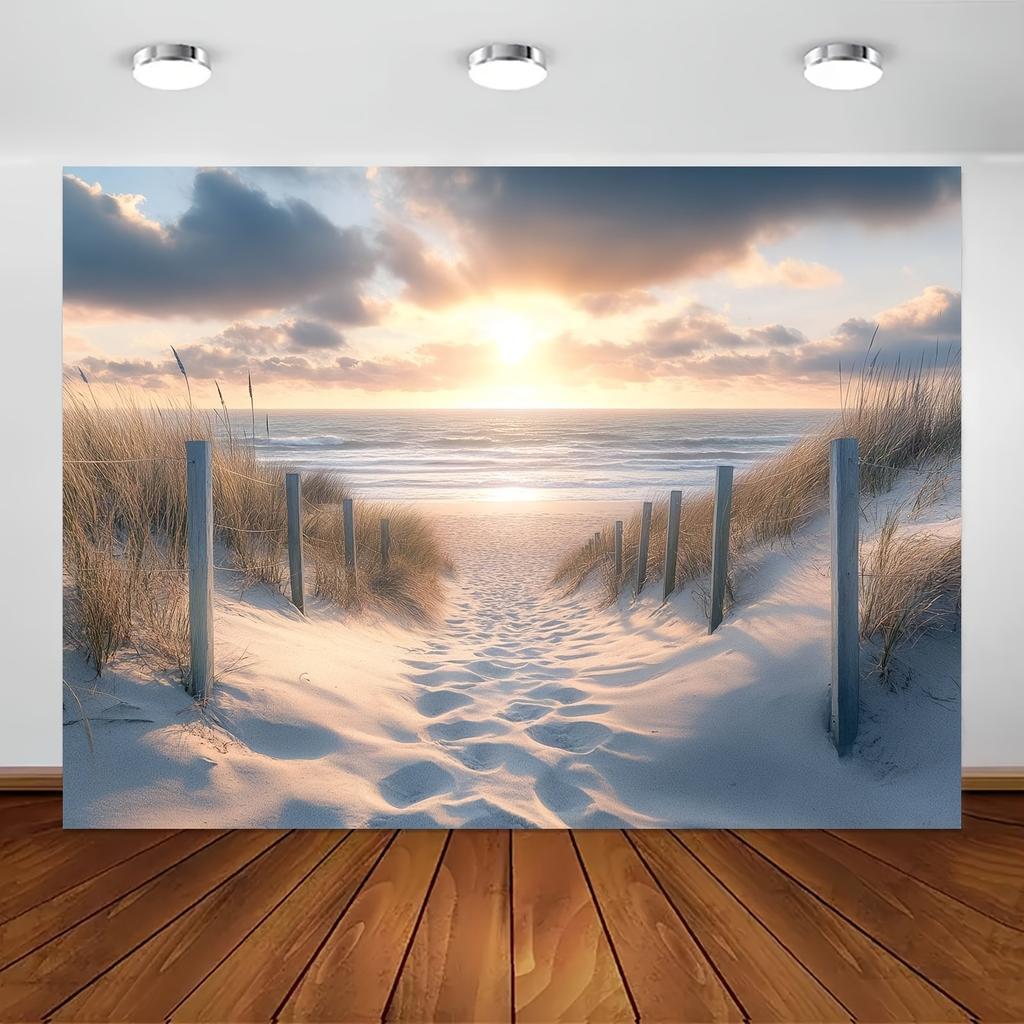 1 Beach Sunrise sunset Tapestry Vibrant beach wall art with sandy shore and crashing waves for living room bedroom office decor