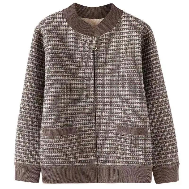 Top Modischer Cardigan Langarmjacke Neuer Stil Verdickter Samt Bedruckt Kurz Warm
