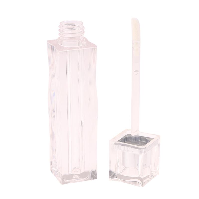 1 st 3,5 ml Tomma Genomskinliga Läppglansrör Plast Fyrkantiga Vågiga Läppbalsamrör Läppstift Mini Prov Kosmetisk Behållare