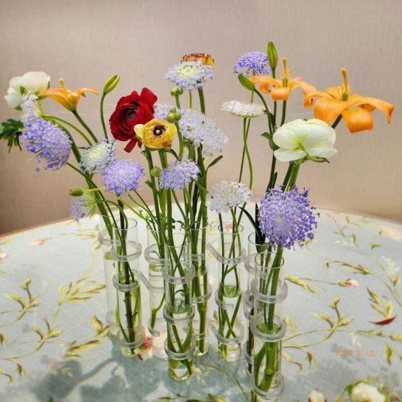 6/8PCS Hanging Glass Test Tube Flower Vase for Hydroponic Plants Home Decor