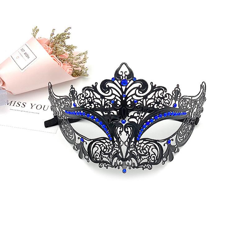 Costume Prop Mask With Metal Embellishments And Rhinestones For Halloween Party