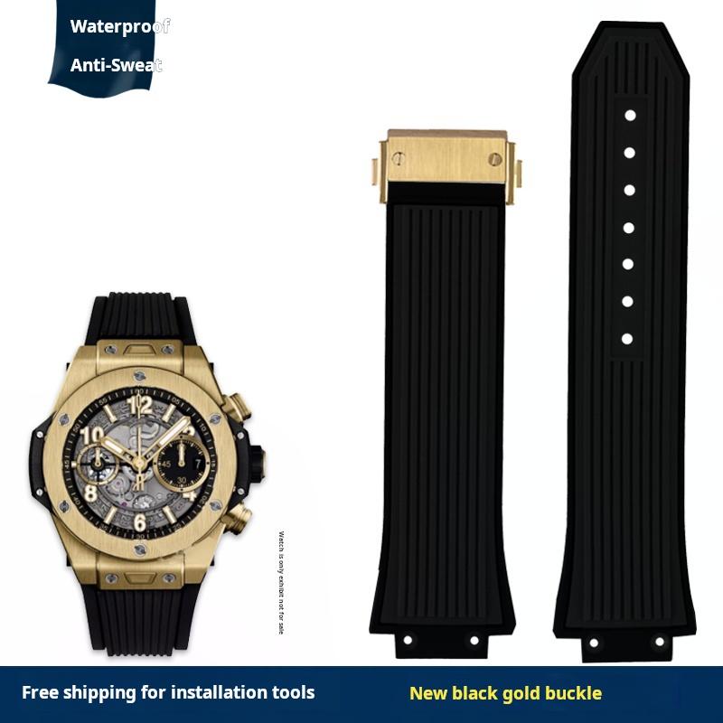 For HUBLOT BIG BANG Series Silicone Rubber Strap 27x17mm Convex Interface Watch Band Men Collapsible Buckle Bracelet Accessories