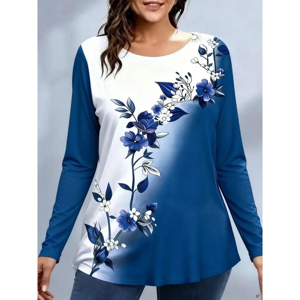 Fashion Mushroom Flowers Pattern 3D Printed T-shirt Autumn Comfortable Breathable Soft Loose Large Size Creative 3D Long Sleeves T-shirt