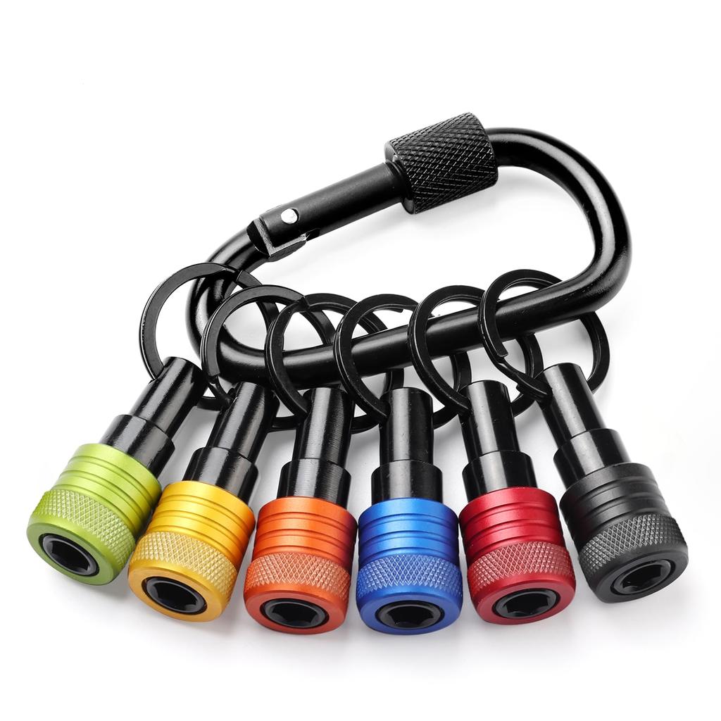 Katerk Upgraded Hex Bit Holder Aluminum Alloy Bit Holder Set of 6 with Compatible with Impact Drills and Nut Quick Release Extension Tool Gift for Men