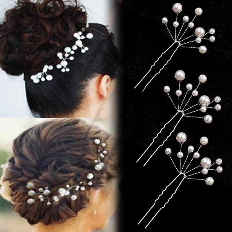 Pearl Hair Pins Pearl Crystal Bobby Hair Pin Wedding Hair Accessories Pearl Shaped Hair Pins For Brides Bridesmaids Women