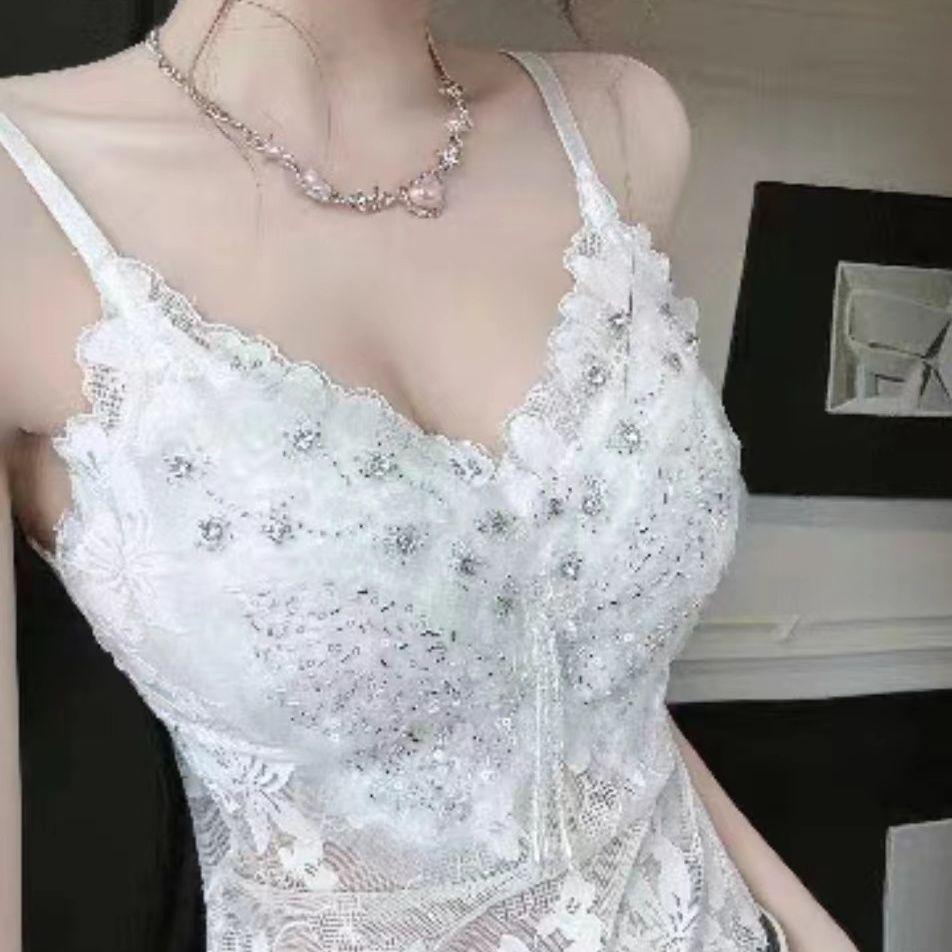 Stylish Summer Lace Beaded Camisole - Sexy Versatile Women's Bandeau Top