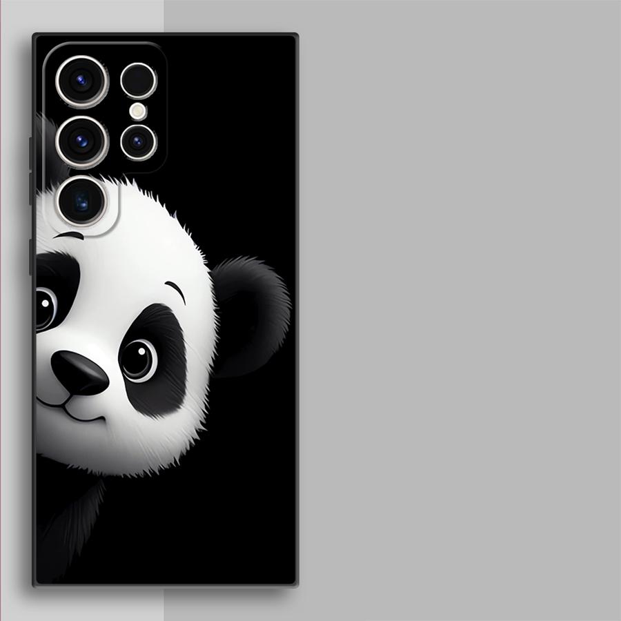 Schwarz Weiß Panda Hülle Handyhülle Case für Samsung Galaxy S26 S10 S9 S25 Ultra S21 FE S24 Plus S20 S23 Note 20 Ultra 8 9 10 Galaxy S23 Ultra white
