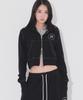 Peace Maker Stitch Crop Zip Hoodie (Black)