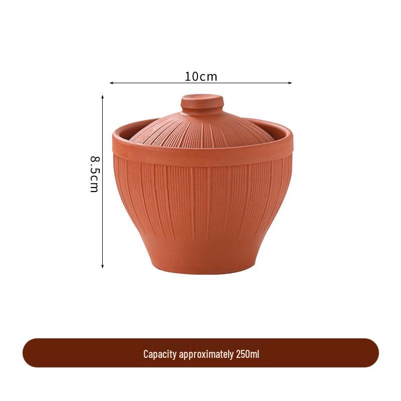Purple Clay Double-Boiler Stew Pot with Lid - Chinese Retro Health Pot for Stews, Soups, and Steamed Eggs.