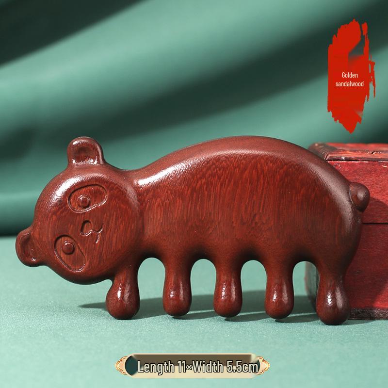 Sandalwood Air-Cushion Meridian Massage Brush for Abdominal and Liver Stimulation