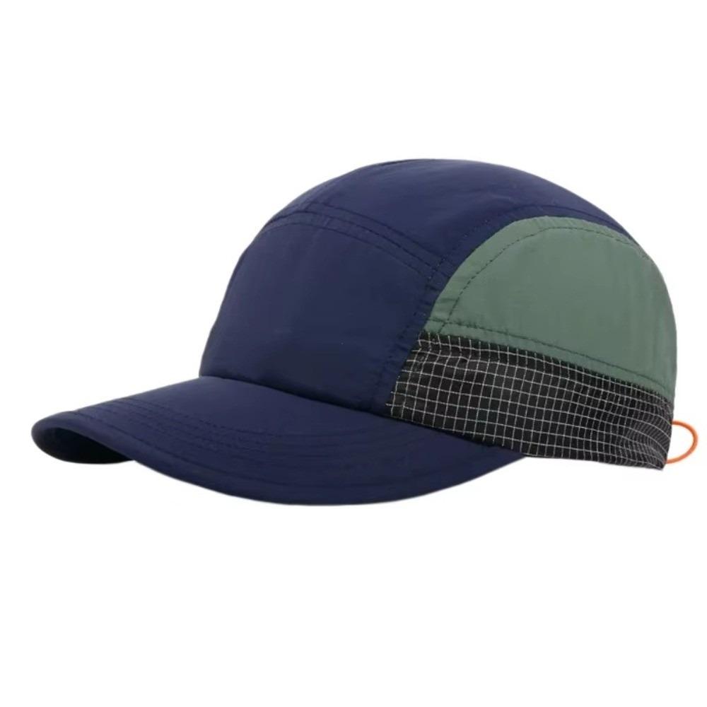 Retro 5-panel Quick-drying Baseball Cap Soft Brim Plaid Running Caps Breathable Peaked Cap Men