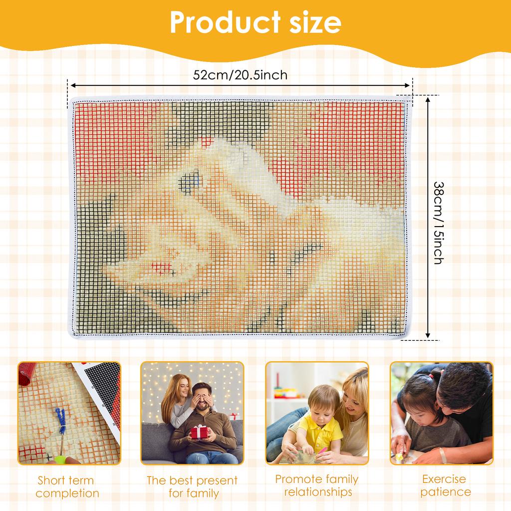 Cute Cat Style Latch Hook Rug Kit Beginners Starter DIY Pre Printed Bright Color Latch Carpet Making Tool Kit with Instructions