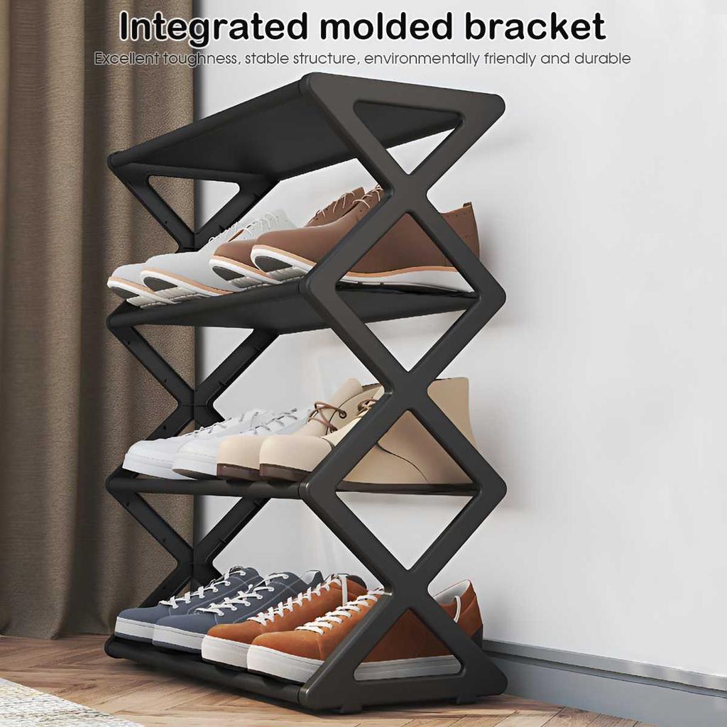 Dieses vierstöckige, verdickte, zusammenklappbare, verstellbare Schuhregal spart Platz und ist ideal für Eingangsbereiche, Schränke und Flure.
