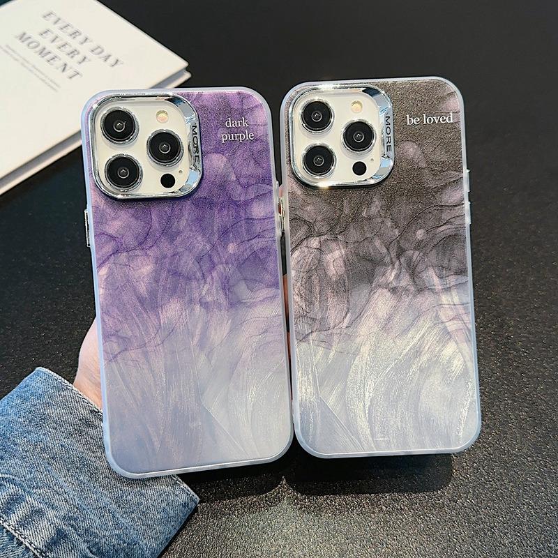 Nowa przędza z piór Gradient galwanizowany futerał na telefon komórkowy iPhone 15 14 13 12 Pro Max 11 Laserowy wzór marmuru