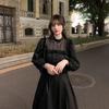 Autumn Gothic Black Lace Dress Women Casual Elegant Party Midi Ruffle Long Sleeve Dress Emo Y2k Goth Clothes