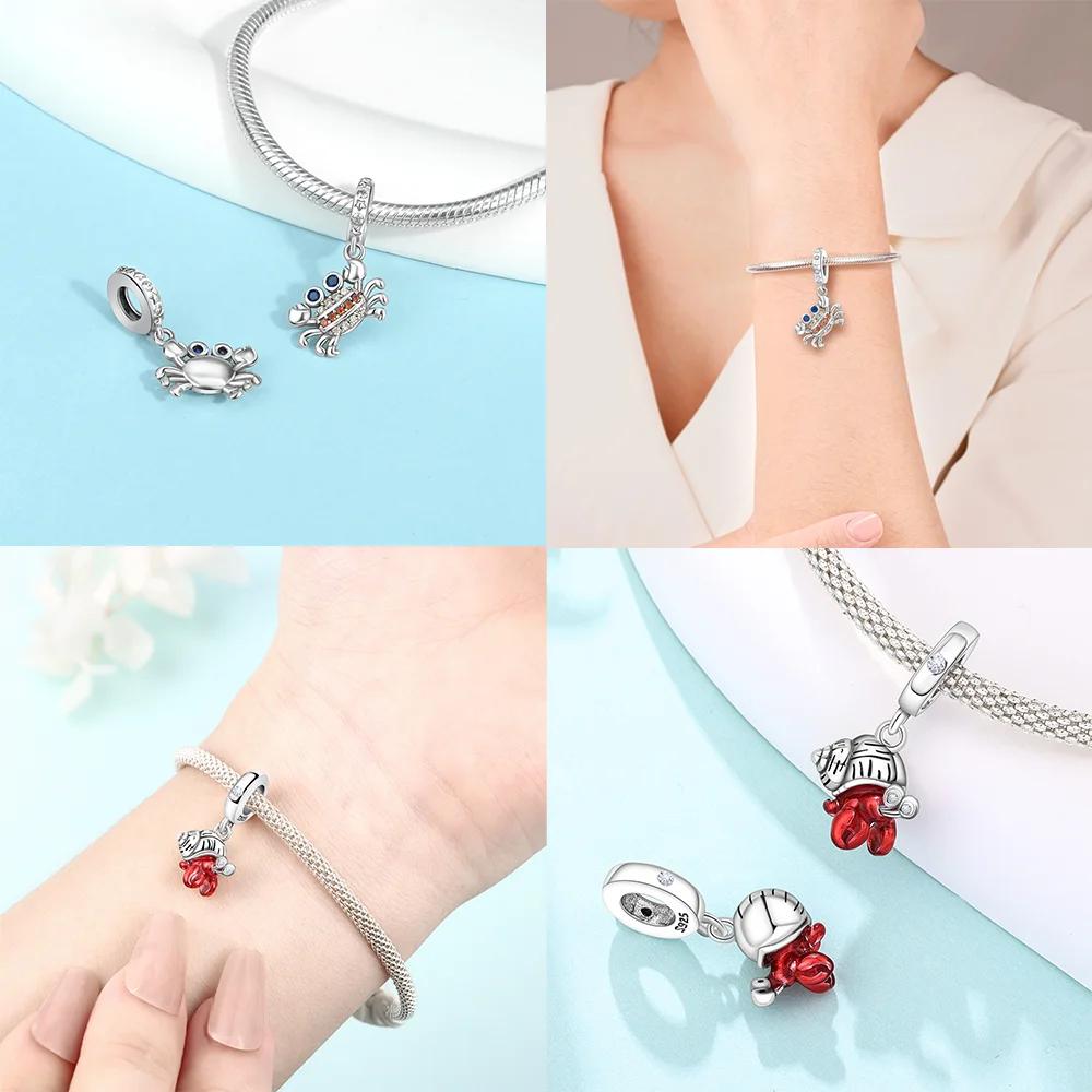 Charm Bead Charms Plata Zircon Crab WhaleBeads for Charm Bead Charms copper Bracelets Bead Charms Jewellery Making Womens Gift